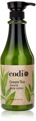 CODi hand and body lotion with green tea scent for nourished, soft skin