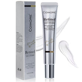 Coinore Retinol Under Eye Cream jar closeup reveals nourishing, non-greasy texture.