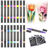 Coliatik 16-color dual-tip markers for vibrant skin art.
