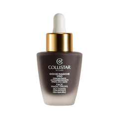 Collistar Magic Drops bottle showing quick self-tanning concentrate for all skin types, natural glow.