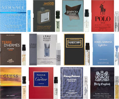 Cologne designer fragrance samples in 12 vials for travel-friendly scent exploration.