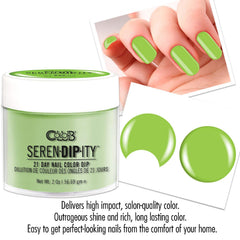 Color Club We Liming Serendipity neon dip powder jars open show finely milled texture
