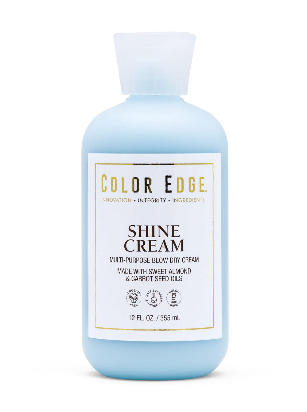 Color Edge Shine Cream bottle showing weightless conditioning for detangling and shine.