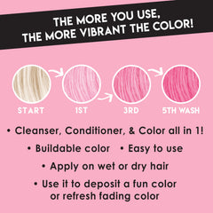 Color Lux Blush hair-application shows quick color refresh with conditioning.