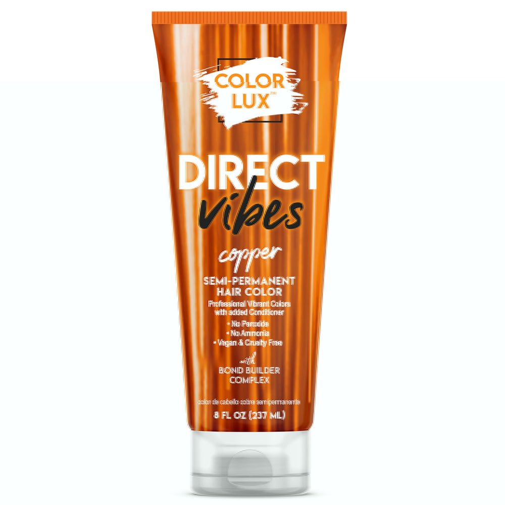 Color Lux Direct Vibes Copper bottle shows vibrant pigment and radiant shine.