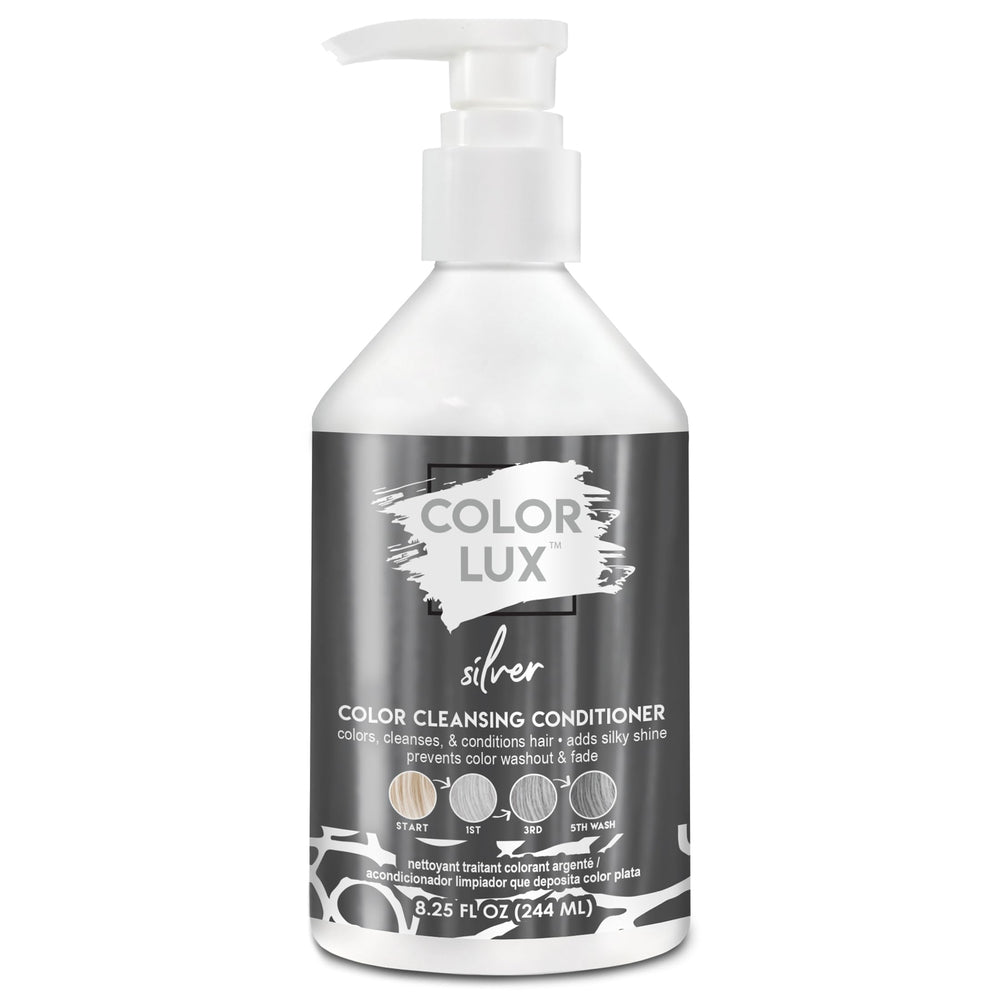 Color Lux Silver cleansing conditioner bottle ready for use, offering color and care.