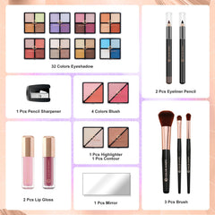 Color Nymph 32-colors eyeshadow palette offers versatile looks.