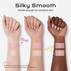 Color Nymph highlighter powder provides a radiant glow on cheekbones