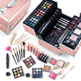Color Nymph train case open showing organized makeup storage for travel and on-the-go looks.
