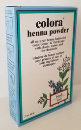 Colora Henna Powder Black packaging showing natural color option for hair care