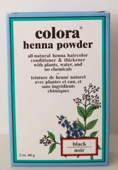 Close-up of Colora Henna Powder Black texture highlighting plant-based formula