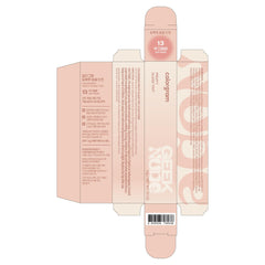 COLORGRAM Fruity Glass Tint 13 Shy Pear swatch demonstrates warm fig nude tone.