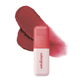 COLORGRAM Nude Blur Tint 05 Vintage Red on lips for a soft velvet matte finish.