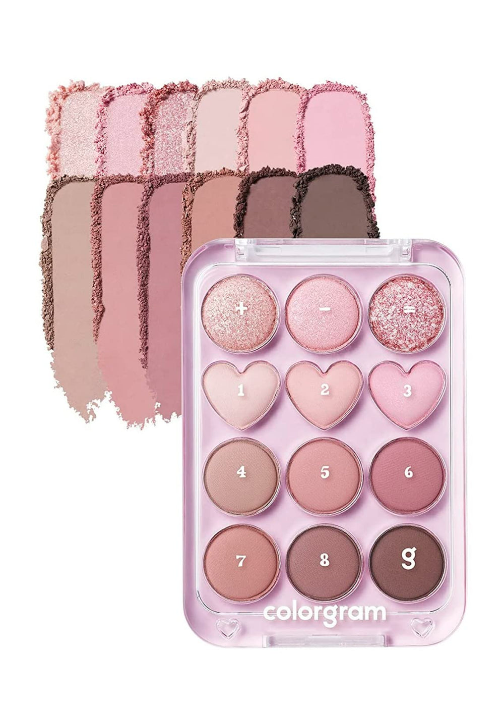 COLORGRAM Pin Point Palette pink-mauve close-up of matte and shimmer shades