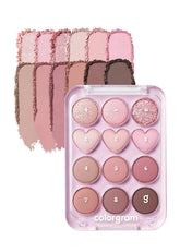 COLORGRAM Pin Point Palette pink-mauve close-up of matte and shimmer shades