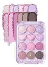 COLORGRAM Pin Point Eyeshadow Palette 03 Pink+Lavender compact for versatile daily looks.
