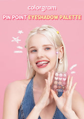COLORGRAM Pin Point Eyeshadow Palette swatches display bright and cool tones for inspiration.