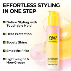 COLORLOMO frizz-control formula with rosehip and argan oil for shine.