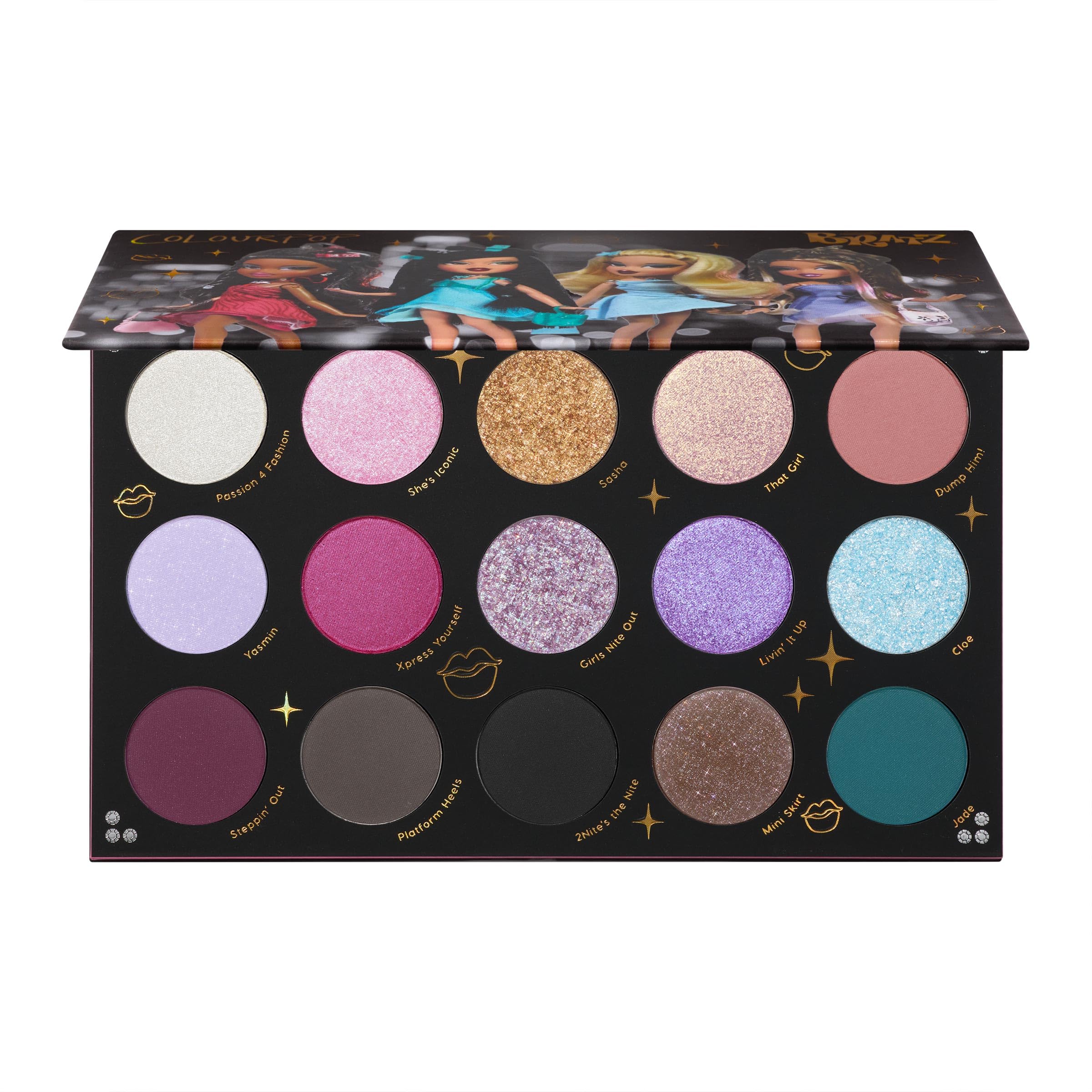 ColourPop Bratz Girls Nite Out palette closed for travel options.