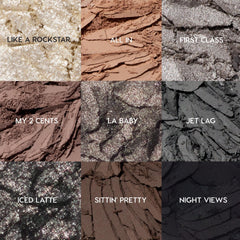 ColourPop Gone Metal swatches showcase matte, metallic, and glitter finishes in one palette.
