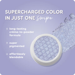 Moon Daisy swatch reveals metallic baby blue finish with shimmer.