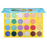 ColourPop Pokémon Pallet Town palette close-up showing 24 rainbow shades for versatile looks.