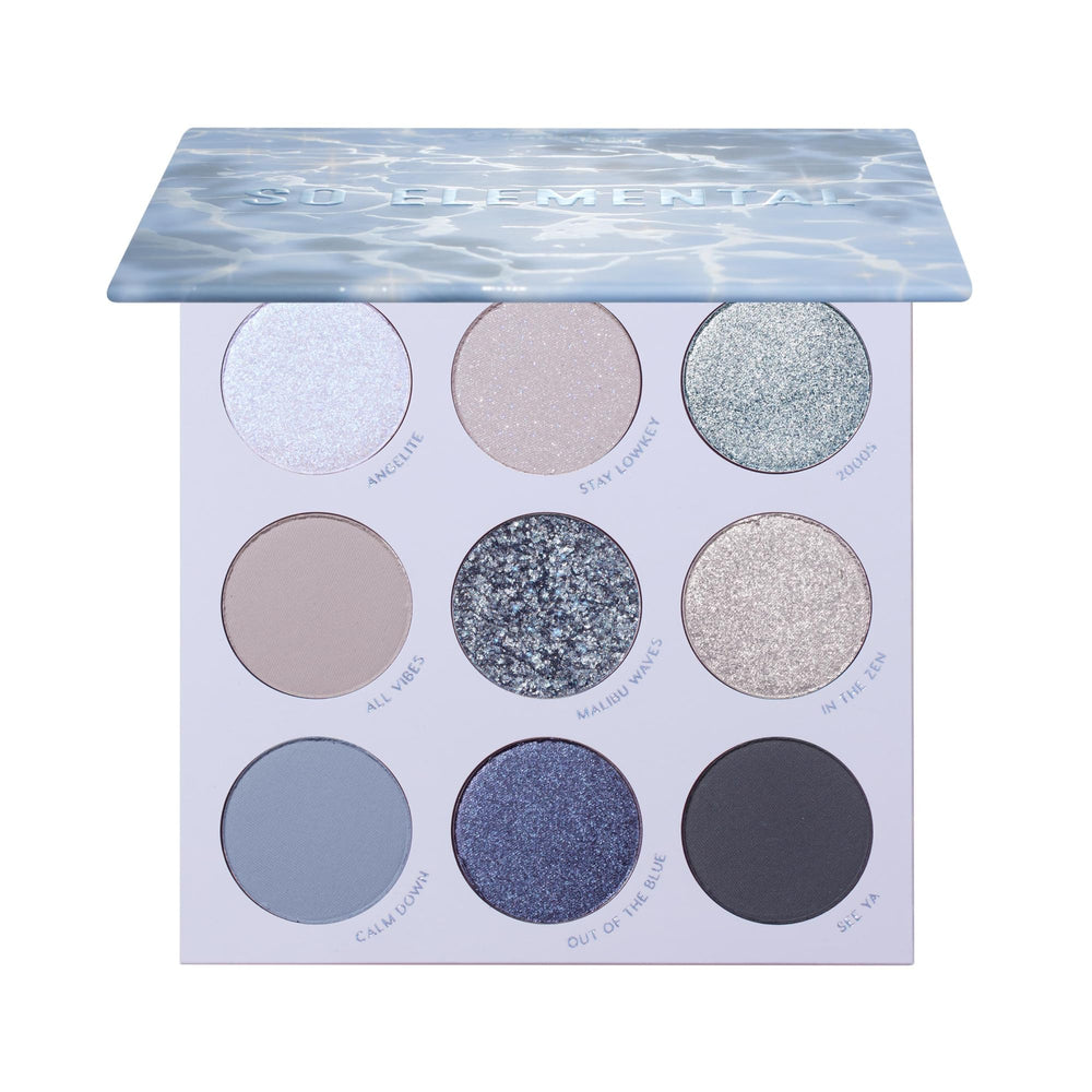 ColourPop So Elemental palette cover shows cool blue and silver tones for bold looks.