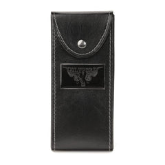Colt Ford Cologne box cover with black leather finish on display