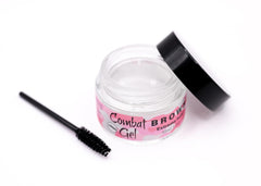 Combat Brow Gel packaging on display for quick, on-the-go use.