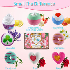 Comfso bath bombs donut shape delivers vibrant color and aroma