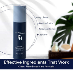 Arrowroot powder included in Comme Homme formula absorbs oil for a shine-free scalp.
