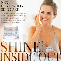 Complexion MD Advanced Anti-Wrinkle Cream on the skin showing quick absorption and glow