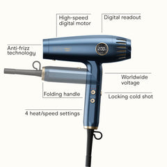 Conair Infiniti PRO 2.0 side view highlighting foldable design for travel convenience.
