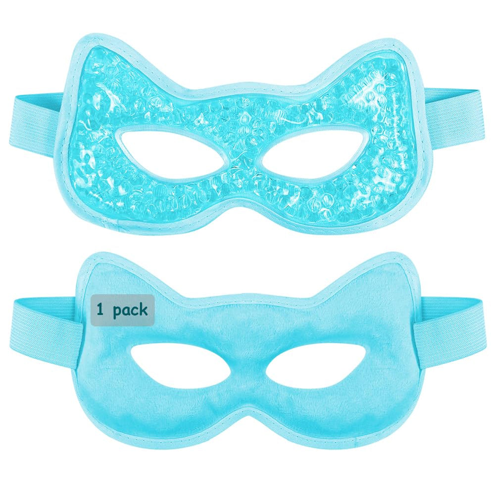 CONBELLA cooling eye mask dual-pack blue, front view for convenient hot and cold relief