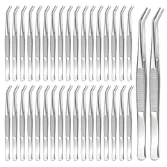 CONEHOY 36pcs stainless steel tweezers curved tip for precise needle threading.