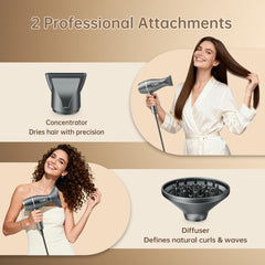 CONFU dryer with three heat settings and stepless speed for customization