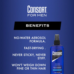Consort 8 oz unscented hair spray pump-action for easy, precise application.