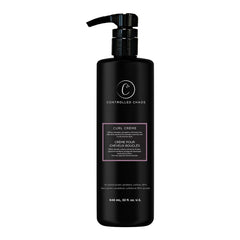 Controlled Chaos Curl Cream bottle close-up illustrating premium frizz control.