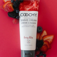 Applying Coochy Berry Bliss on skin for comfortable shaving.