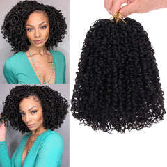 COOKOO 8-inch pre-twisted Yanky Twist crochet braids for a natural look.