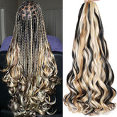 COOKOO 22-inch French Curly Braiding Hair in black and blonde mix for goddess box braids.