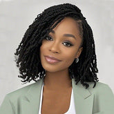 COOKOO pre-twisted micro-twist hair close-up highlighting natural fibers and subtle volume.