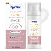 Coppertone Every Tone invisible finish bottle blends clearly on all skin tones.