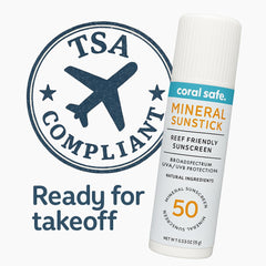 Coral Safe facestick packaging highlights eco-friendly design and reef-safe ingredients.