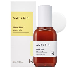 Coreana Ample:N Blemi Shot Serum bottle closeup—premier treatment for blemish-prone skin.