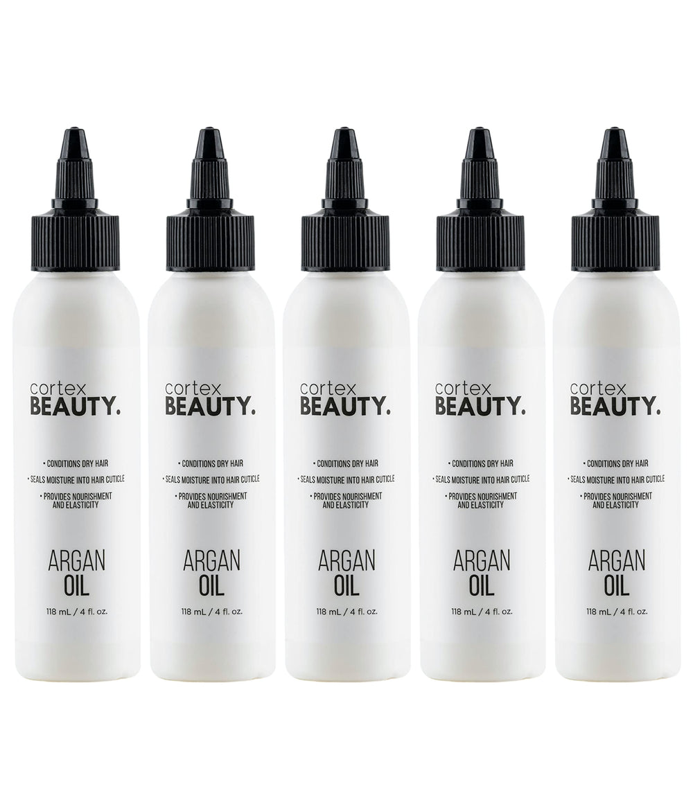 Cortex Professional Argan Oil Refill bottle ready for use, signaling silky results.