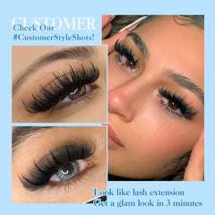 CORUSCATE lash clusters 150D with spikes for maximum volume and statement lashes.