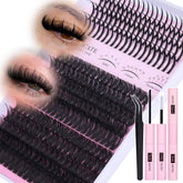CORUSCATE lash clusters kit close-up showing 60D80D volume for fuller lashes.