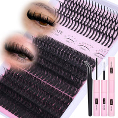 CORUSCATE lash clusters kit close-up showing 60D80D volume for fuller lashes.