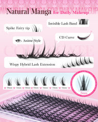 CORUSCATE Manga Lash Clusters outer-15mm edge boosts drama and definition.